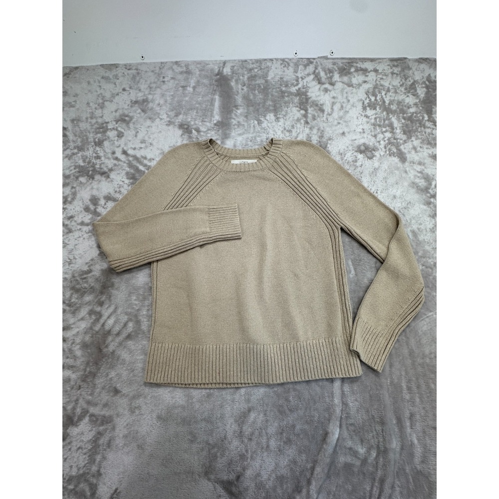 Loft Pullover Sweater Womens Size XS‎ Beige Crew Neck Long Sleeve Heavy Knit EUC